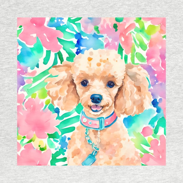 Lilly Pulitzer inspired cute preppy Poodle by SophieClimaArt